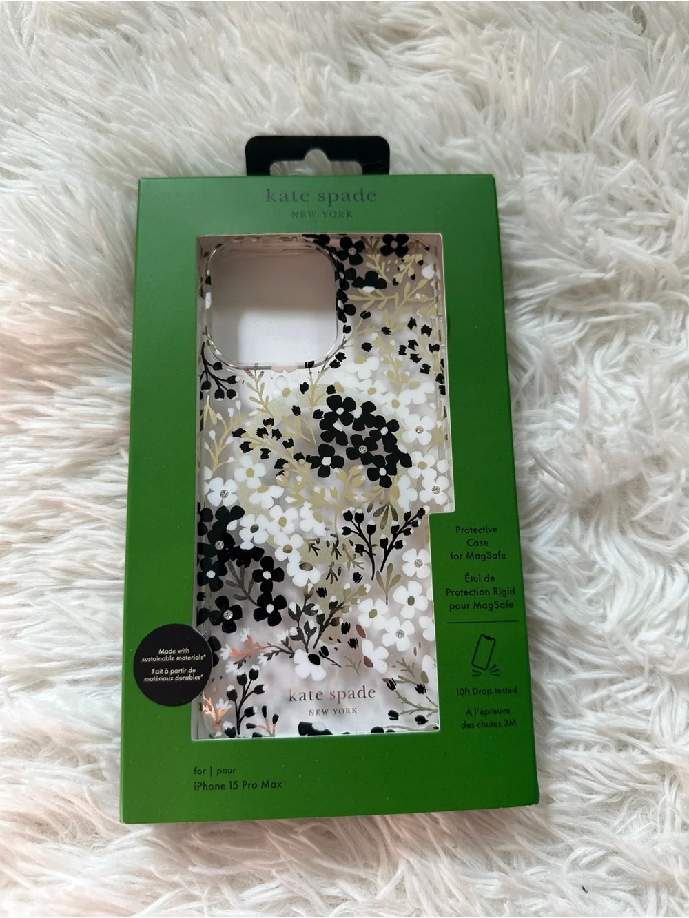 Kate Spade New York Tough Multi Floral Black White MagSafe iPhone 15 Pro Max NEW